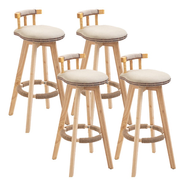 Modern Rotatable Backrest Counter Stool Wood Kitchen Bar Stool with Cushion Khaki 4 Piece Set Clearhalo 'Bar Furniture' 'Bar Stools' 'bar_stools' 'furn' 'furn_bar_stools' 'furniture_bar_stools' 'Kitchen & Dining Furniture' 'kitchen&dining_furn' 'kitchen' 'kitchen_furn' Furniture' 4481889