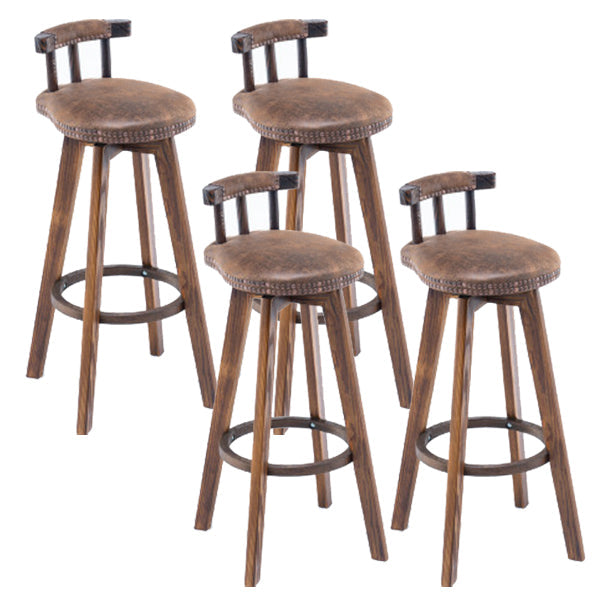 Modern Rotatable Backrest Counter Stool Wood Kitchen Bar Stool with Cushion Light Brown 4 Piece Set Clearhalo 'Bar Furniture' 'Bar Stools' 'bar_stools' 'furn' 'furn_bar_stools' 'furniture_bar_stools' 'Kitchen & Dining Furniture' 'kitchen&dining_furn' 'kitchen' 'kitchen_furn' Furniture' 4481892