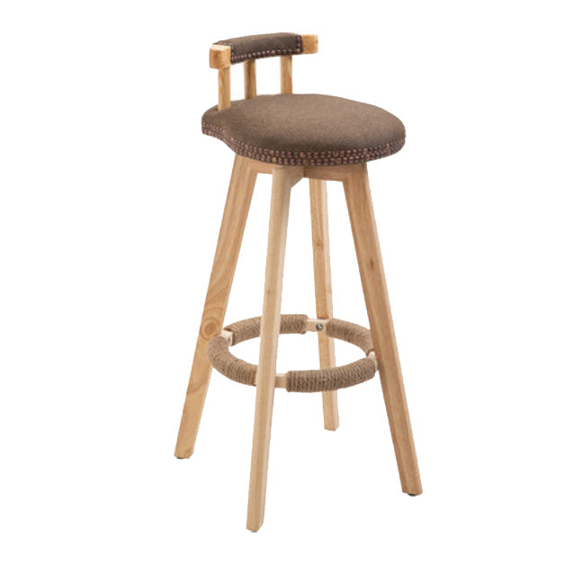Modern Rotatable Backrest Counter Stool Wood Kitchen Bar Stool with Cushion Coffee 1 Piece Clearhalo 'Bar Furniture' 'Bar Stools' 'bar_stools' 'furn' 'furn_bar_stools' 'furniture_bar_stools' 'Kitchen & Dining Furniture' 'kitchen&dining_furn' 'kitchen' 'kitchen_furn' Furniture' 4481893