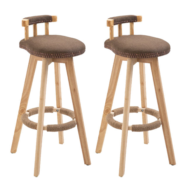 Modern Rotatable Backrest Counter Stool Wood Kitchen Bar Stool with Cushion Coffee 2 Piece Set Clearhalo 'Bar Furniture' 'Bar Stools' 'bar_stools' 'furn' 'furn_bar_stools' 'furniture_bar_stools' 'Kitchen & Dining Furniture' 'kitchen&dining_furn' 'kitchen' 'kitchen_furn' Furniture' 4481894