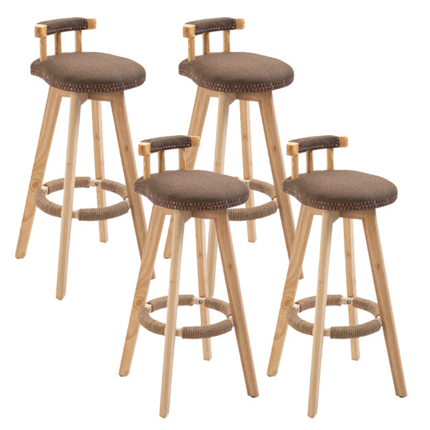 Modern Rotatable Backrest Counter Stool Wood Kitchen Bar Stool with Cushion Coffee 4 Piece Set Clearhalo 'Bar Furniture' 'Bar Stools' 'bar_stools' 'furn' 'furn_bar_stools' 'furniture_bar_stools' 'Kitchen & Dining Furniture' 'kitchen&dining_furn' 'kitchen' 'kitchen_furn' Furniture' 4481895
