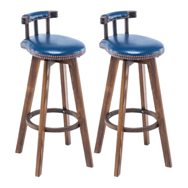 Modern Rotatable Backrest Counter Stool Wood Kitchen Bar Stool with Cushion Royal Blue 2 Piece Set Clearhalo 'Bar Furniture' 'Bar Stools' 'bar_stools' 'furn' 'furn_bar_stools' 'furniture_bar_stools' 'Kitchen & Dining Furniture' 'kitchen&dining_furn' 'kitchen' 'kitchen_furn' Furniture' 4481900