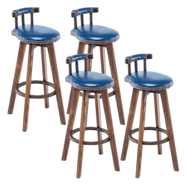 Modern Rotatable Backrest Counter Stool Wood Kitchen Bar Stool with Cushion Royal Blue 4 Piece Set Clearhalo 'Bar Furniture' 'Bar Stools' 'bar_stools' 'furn' 'furn_bar_stools' 'furniture_bar_stools' 'Kitchen & Dining Furniture' 'kitchen&dining_furn' 'kitchen' 'kitchen_furn' Furniture' 4481901