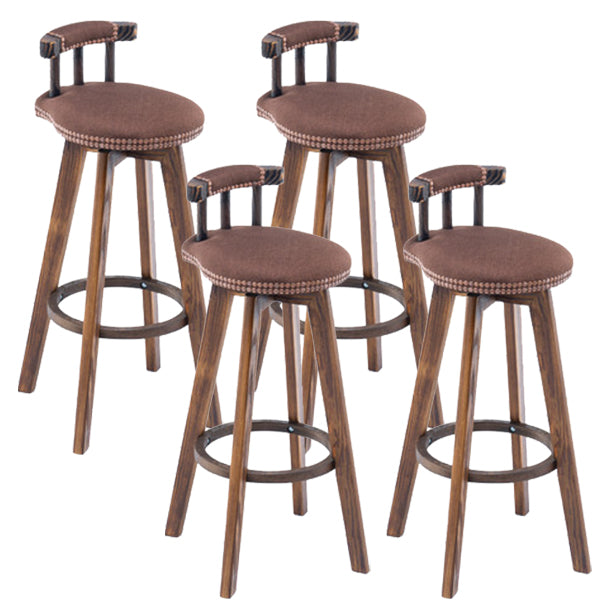Modern Rotatable Backrest Counter Stool Wood Kitchen Bar Stool with Cushion Light Coffee 4 Piece Set Clearhalo 'Bar Furniture' 'Bar Stools' 'bar_stools' 'furn' 'furn_bar_stools' 'furniture_bar_stools' 'Kitchen & Dining Furniture' 'kitchen&dining_furn' 'kitchen' 'kitchen_furn' Furniture' 4481904