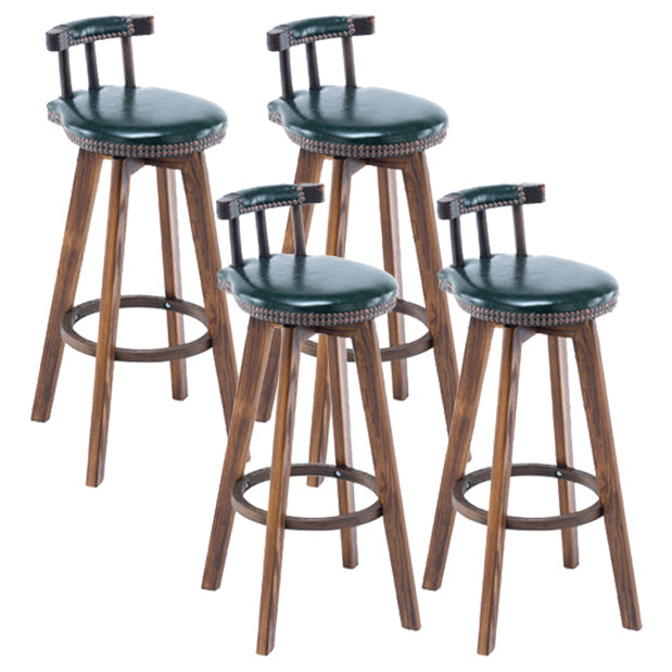 Modern Rotatable Backrest Counter Stool Wood Kitchen Bar Stool with Cushion Blackish Green 4 Piece Set Clearhalo 'Bar Furniture' 'Bar Stools' 'bar_stools' 'furn' 'furn_bar_stools' 'furniture_bar_stools' 'Kitchen & Dining Furniture' 'kitchen&dining_furn' 'kitchen' 'kitchen_furn' Furniture' 4481907
