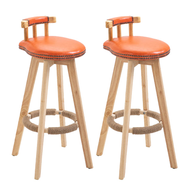 Modern Rotatable Backrest Counter Stool Wood Kitchen Bar Stool with Cushion Orange 2 Piece Set Clearhalo 'Bar Furniture' 'Bar Stools' 'bar_stools' 'furn' 'furn_bar_stools' 'furniture_bar_stools' 'Kitchen & Dining Furniture' 'kitchen&dining_furn' 'kitchen' 'kitchen_furn' Furniture' 4481909