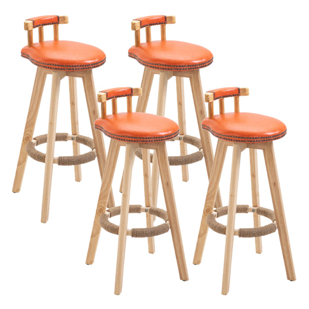 Modern Rotatable Backrest Counter Stool Wood Kitchen Bar Stool with Cushion Orange 4 Piece Set Clearhalo 'Bar Furniture' 'Bar Stools' 'bar_stools' 'furn' 'furn_bar_stools' 'furniture_bar_stools' 'Kitchen & Dining Furniture' 'kitchen&dining_furn' 'kitchen' 'kitchen_furn' Furniture' 4481910