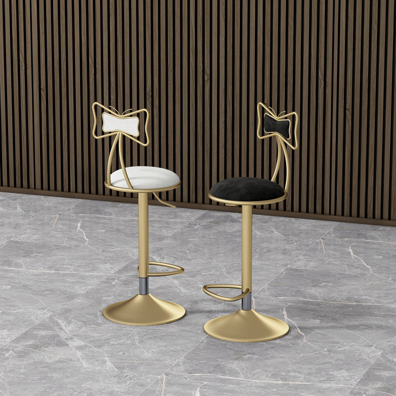 Glam Rotatable Liftable Counter Stool Iron Beauty Shop Bar Stool with Velvet Cushion Clearhalo 'Bar Furniture' 'Bar Stools' 'bar_stools' 'furn' 'furn_bar_stools' 'furniture_bar_stools' 'Kitchen & Dining Furniture' 'kitchen&dining_furn' 'kitchen' 'kitchen_furn' Furniture' 4481916