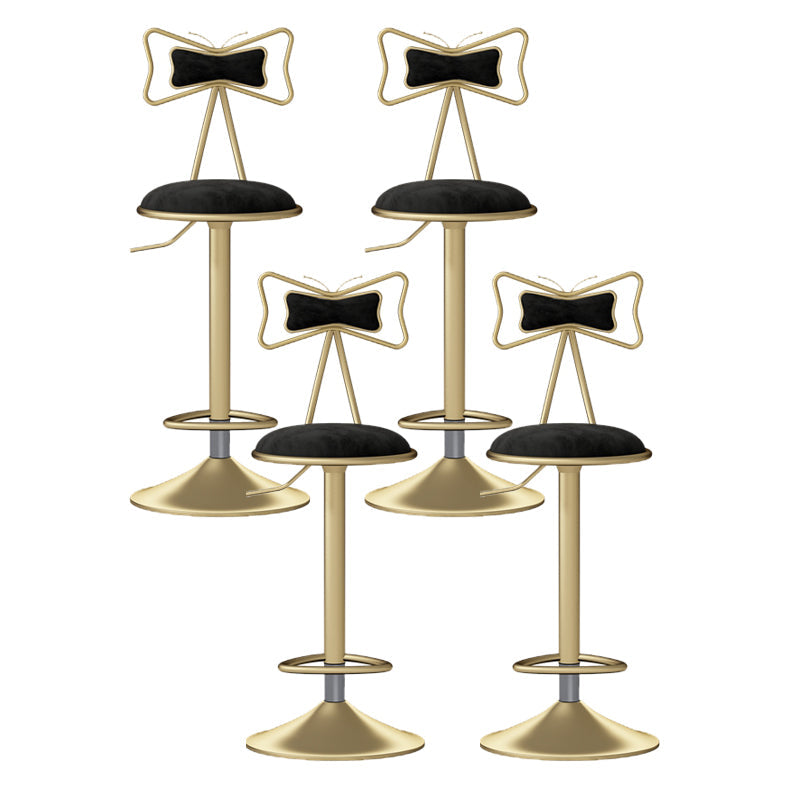 Glam Rotatable Liftable Counter Stool Iron Beauty Shop Bar Stool with Velvet Cushion Black 4 Piece Set Clearhalo 'Bar Furniture' 'Bar Stools' 'bar_stools' 'furn' 'furn_bar_stools' 'furniture_bar_stools' 'Kitchen & Dining Furniture' 'kitchen&dining_furn' 'kitchen' 'kitchen_furn' Furniture' 4481917