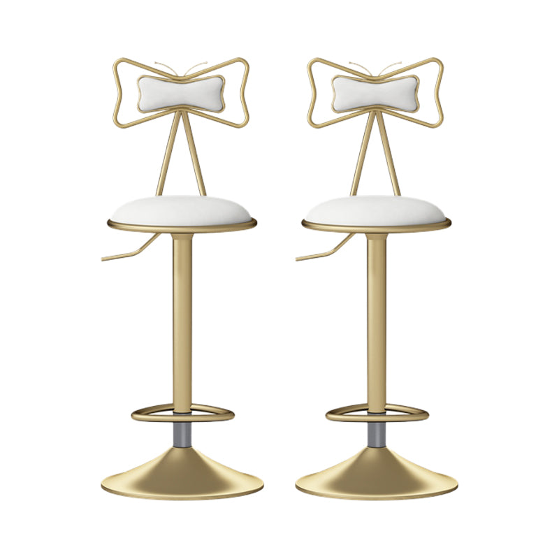 Glam Rotatable Liftable Counter Stool Iron Beauty Shop Bar Stool with Velvet Cushion White 2 Piece Set Clearhalo 'Bar Furniture' 'Bar Stools' 'bar_stools' 'furn' 'furn_bar_stools' 'furniture_bar_stools' 'Kitchen & Dining Furniture' 'kitchen&dining_furn' 'kitchen' 'kitchen_furn' Furniture' 4481926