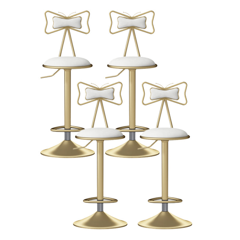 Glam Rotatable Liftable Counter Stool Iron Beauty Shop Bar Stool with Velvet Cushion White 4 Piece Set Clearhalo 'Bar Furniture' 'Bar Stools' 'bar_stools' 'furn' 'furn_bar_stools' 'furniture_bar_stools' 'Kitchen & Dining Furniture' 'kitchen&dining_furn' 'kitchen' 'kitchen_furn' Furniture' 4481928