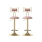 Glam Rotatable Liftable Counter Stool Iron Beauty Shop Bar Stool with Velvet Cushion Pink 2 Piece Set Clearhalo 'Bar Furniture' 'Bar Stools' 'bar_stools' 'furn' 'furn_bar_stools' 'furniture_bar_stools' 'Kitchen & Dining Furniture' 'kitchen&dining_furn' 'kitchen' 'kitchen_furn' Furniture' 4481931