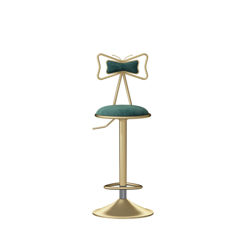 Glam Rotatable Liftable Counter Stool Iron Beauty Shop Bar Stool with Velvet Cushion Green 1 Piece Clearhalo 'Bar Furniture' 'Bar Stools' 'bar_stools' 'furn' 'furn_bar_stools' 'furniture_bar_stools' 'Kitchen & Dining Furniture' 'kitchen&dining_furn' 'kitchen' 'kitchen_furn' Furniture' 4481936