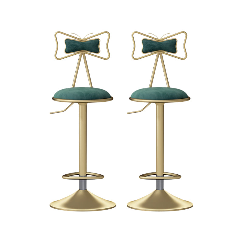 Glam Rotatable Liftable Counter Stool Iron Beauty Shop Bar Stool with Velvet Cushion Green 2 Piece Set Clearhalo 'Bar Furniture' 'Bar Stools' 'bar_stools' 'furn' 'furn_bar_stools' 'furniture_bar_stools' 'Kitchen & Dining Furniture' 'kitchen&dining_furn' 'kitchen' 'kitchen_furn' Furniture' 4481937