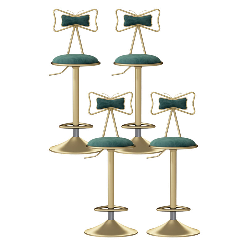 Glam Rotatable Liftable Counter Stool Iron Beauty Shop Bar Stool with Velvet Cushion Green 4 Piece Set Clearhalo 'Bar Furniture' 'Bar Stools' 'bar_stools' 'furn' 'furn_bar_stools' 'furniture_bar_stools' 'Kitchen & Dining Furniture' 'kitchen&dining_furn' 'kitchen' 'kitchen_furn' Furniture' 4481938