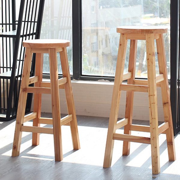 Modern Armless Backless Counter Stool Wood Cafe Bar Stool with Wooden Seat, 1 Piece Clearhalo 'Bar Furniture' 'Bar Stools' 'bar_stools' 'furn' 'furn_bar_stools' 'furniture_bar_stools' 'Kitchen & Dining Furniture' 'kitchen&dining_furn' 'kitchen' 'kitchen_furn' Furniture' 4482006