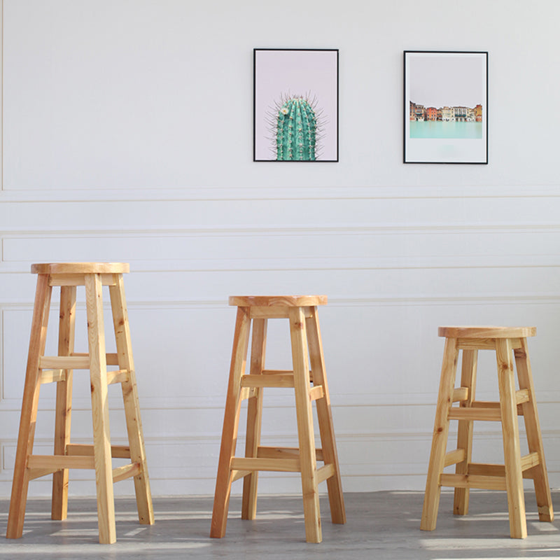 Modern Armless Backless Counter Stool Wood Cafe Bar Stool with Wooden Seat, 1 Piece Clearhalo 'Bar Furniture' 'Bar Stools' 'bar_stools' 'furn' 'furn_bar_stools' 'furniture_bar_stools' 'Kitchen & Dining Furniture' 'kitchen&dining_furn' 'kitchen' 'kitchen_furn' Furniture' 4482009