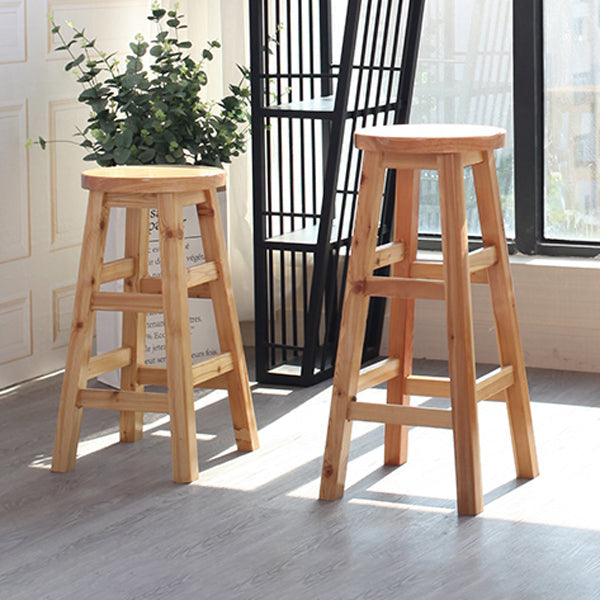 Modern Armless Backless Counter Stool Wood Cafe Bar Stool with Wooden Seat, 1 Piece Clearhalo 'Bar Furniture' 'Bar Stools' 'bar_stools' 'furn' 'furn_bar_stools' 'furniture_bar_stools' 'Kitchen & Dining Furniture' 'kitchen&dining_furn' 'kitchen' 'kitchen_furn' Furniture' 4482017