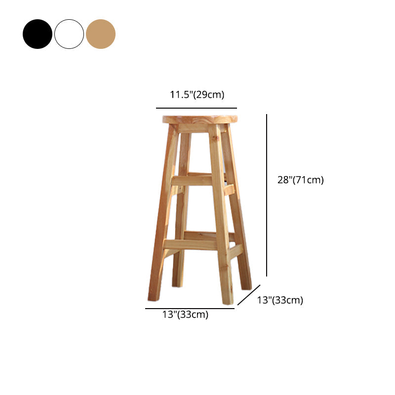 Modern Armless Backless Counter Stool Wood Cafe Bar Stool with Wooden Seat, 1 Piece Clearhalo 'Bar Furniture' 'Bar Stools' 'bar_stools' 'furn' 'furn_bar_stools' 'furniture_bar_stools' 'Kitchen & Dining Furniture' 'kitchen&dining_furn' 'kitchen' 'kitchen_furn' Furniture' 4482020
