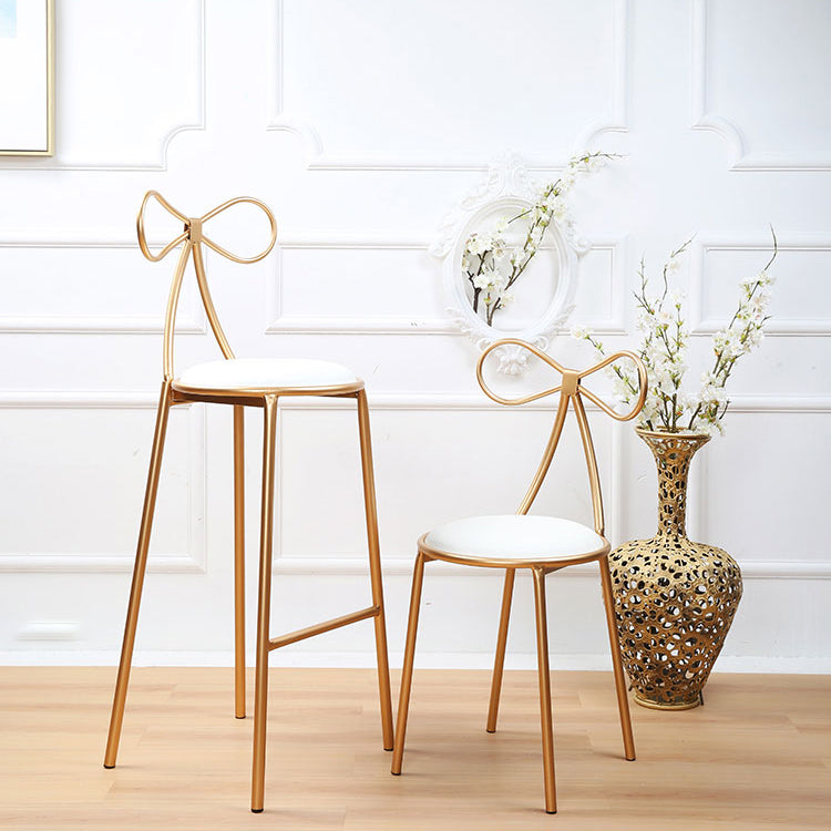 Glam Armless Backrest Counter Stool Iron Bar Stool with Leather Cushion Clearhalo 'Bar Furniture' 'Bar Stools' 'bar_stools' 'furn' 'furn_bar_stools' 'furniture_bar_stools' 'Kitchen & Dining Furniture' 'kitchen&dining_furn' 'kitchen' 'kitchen_furn' Furniture' 4482022