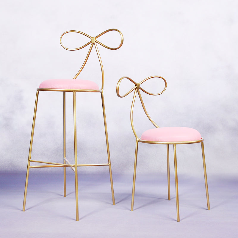 Glam Armless Backrest Counter Stool Iron Bar Stool with Leather Cushion Clearhalo 'Bar Furniture' 'Bar Stools' 'bar_stools' 'furn' 'furn_bar_stools' 'furniture_bar_stools' 'Kitchen & Dining Furniture' 'kitchen&dining_furn' 'kitchen' 'kitchen_furn' Furniture' 4482025