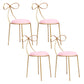 Glam Armless Backrest Counter Stool Iron Bar Stool with Leather Cushion Pink 4 Piece Set Short Stool(18"H) Clearhalo 'Bar Furniture' 'Bar Stools' 'bar_stools' 'furn' 'furn_bar_stools' 'furniture_bar_stools' 'Kitchen & Dining Furniture' 'kitchen&dining_furn' 'kitchen' 'kitchen_furn' Furniture' 4482027