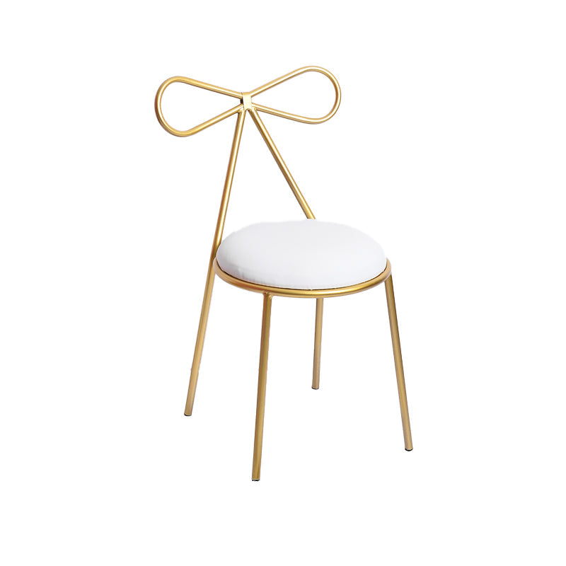 Glam Armless Backrest Counter Stool Iron Bar Stool with Leather Cushion White 1 Piece Short Stool(18"H) Clearhalo 'Bar Furniture' 'Bar Stools' 'bar_stools' 'furn' 'furn_bar_stools' 'furniture_bar_stools' 'Kitchen & Dining Furniture' 'kitchen&dining_furn' 'kitchen' 'kitchen_furn' Furniture' 4482035