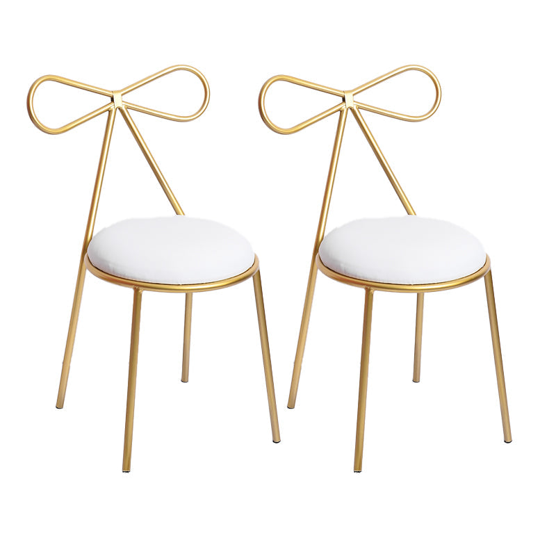 Glam Armless Backrest Counter Stool Iron Bar Stool with Leather Cushion White 2 Piece Set Short Stool(18"H) Clearhalo 'Bar Furniture' 'Bar Stools' 'bar_stools' 'furn' 'furn_bar_stools' 'furniture_bar_stools' 'Kitchen & Dining Furniture' 'kitchen&dining_furn' 'kitchen' 'kitchen_furn' Furniture' 4482036