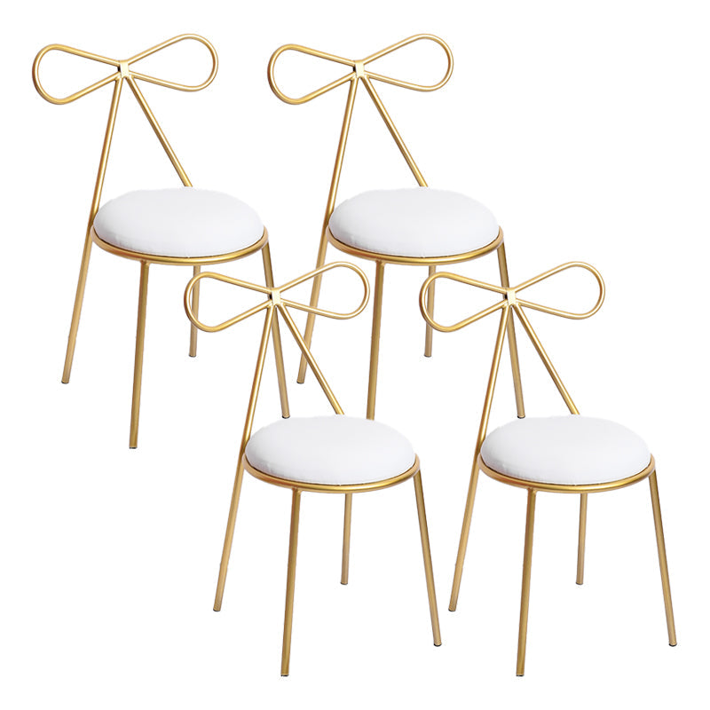 Glam Armless Backrest Counter Stool Iron Bar Stool with Leather Cushion White 4 Piece Set Short Stool(18"H) Clearhalo 'Bar Furniture' 'Bar Stools' 'bar_stools' 'furn' 'furn_bar_stools' 'furniture_bar_stools' 'Kitchen & Dining Furniture' 'kitchen&dining_furn' 'kitchen' 'kitchen_furn' Furniture' 4482038