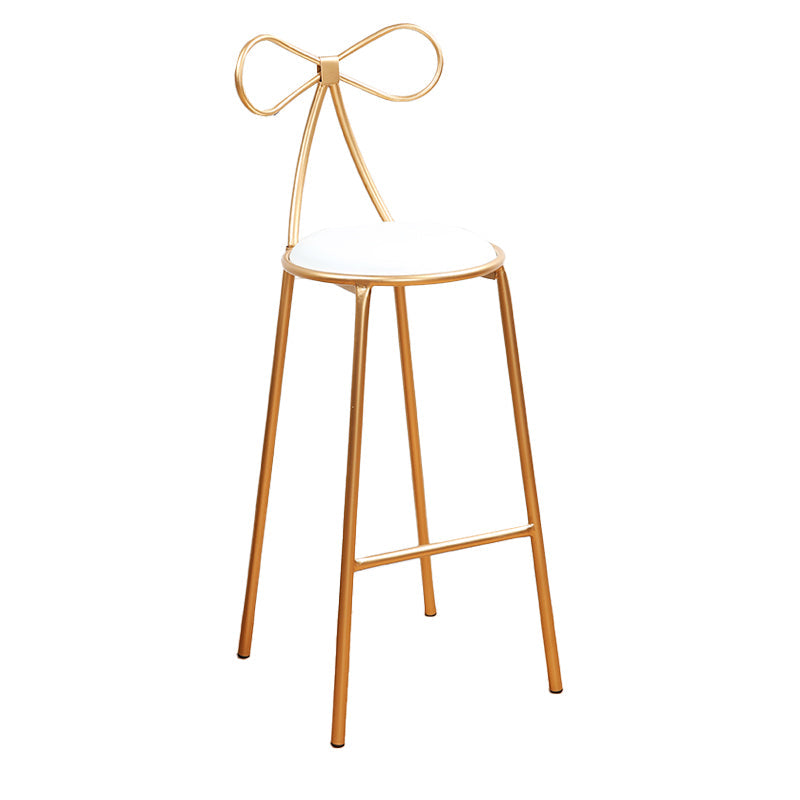 Glam Armless Backrest Counter Stool Iron Bar Stool with Leather Cushion White 1 Piece Clearhalo 'Bar Furniture' 'Bar Stools' 'bar_stools' 'furn' 'furn_bar_stools' 'furniture_bar_stools' 'Kitchen & Dining Furniture' 'kitchen&dining_furn' 'kitchen' 'kitchen_furn' Furniture' 4482040