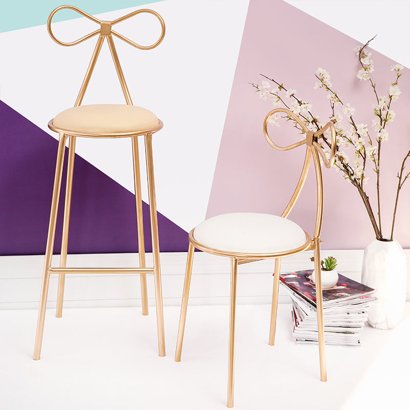 Glam Armless Backrest Counter Stool Iron Bar Stool with Leather Cushion Clearhalo 'Bar Furniture' 'Bar Stools' 'bar_stools' 'furn' 'furn_bar_stools' 'furniture_bar_stools' 'Kitchen & Dining Furniture' 'kitchen&dining_furn' 'kitchen' 'kitchen_furn' Furniture' 4482041