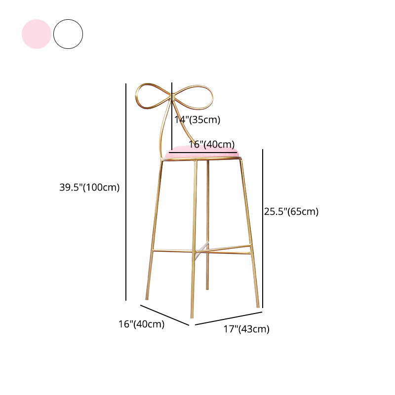 Glam Armless Backrest Counter Stool Iron Bar Stool with Leather Cushion Clearhalo 'Bar Furniture' 'Bar Stools' 'bar_stools' 'furn' 'furn_bar_stools' 'furniture_bar_stools' 'Kitchen & Dining Furniture' 'kitchen&dining_furn' 'kitchen' 'kitchen_furn' Furniture' 4482045