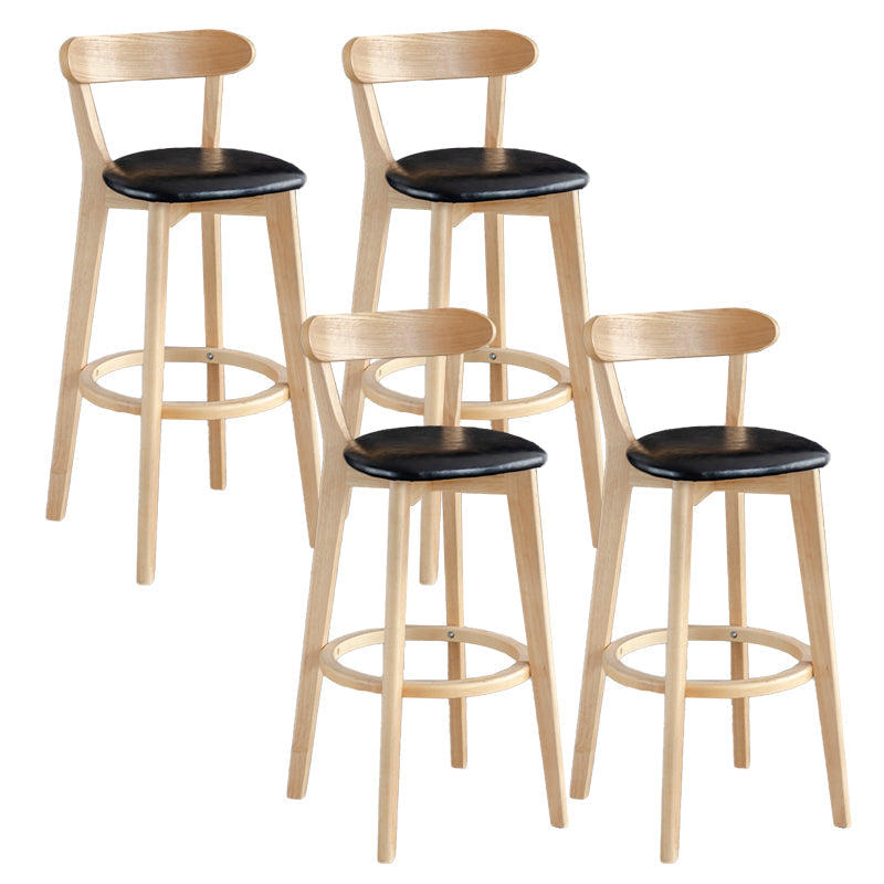 Modern Armless Backrest Counter Stool Wood Milk Tea Shop Bar Stool with Pedal Black 4 Piece Set Clearhalo 'Bar Furniture' 'Bar Stools' 'bar_stools' 'furn' 'furn_bar_stools' 'furniture_bar_stools' 'Kitchen & Dining Furniture' 'kitchen&dining_furn' 'kitchen' 'kitchen_furn' Furniture' 4482180
