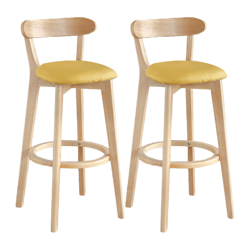 Modern Armless Backrest Counter Stool Wood Milk Tea Shop Bar Stool with Pedal Yellow 2 Piece Set Clearhalo 'Bar Furniture' 'Bar Stools' 'bar_stools' 'furn' 'furn_bar_stools' 'furniture_bar_stools' 'Kitchen & Dining Furniture' 'kitchen&dining_furn' 'kitchen' 'kitchen_furn' Furniture' 4482201