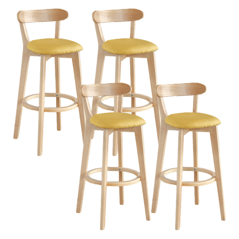 Modern Armless Backrest Counter Stool Wood Milk Tea Shop Bar Stool with Pedal Yellow 4 Piece Set Clearhalo 'Bar Furniture' 'Bar Stools' 'bar_stools' 'furn' 'furn_bar_stools' 'furniture_bar_stools' 'Kitchen & Dining Furniture' 'kitchen&dining_furn' 'kitchen' 'kitchen_furn' Furniture' 4482202
