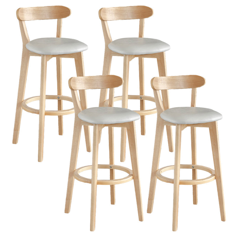 Modern Armless Backrest Counter Stool Wood Milk Tea Shop Bar Stool with Pedal White 4 Piece Set Clearhalo 'Bar Furniture' 'Bar Stools' 'bar_stools' 'furn' 'furn_bar_stools' 'furniture_bar_stools' 'Kitchen & Dining Furniture' 'kitchen&dining_furn' 'kitchen' 'kitchen_furn' Furniture' 4482205
