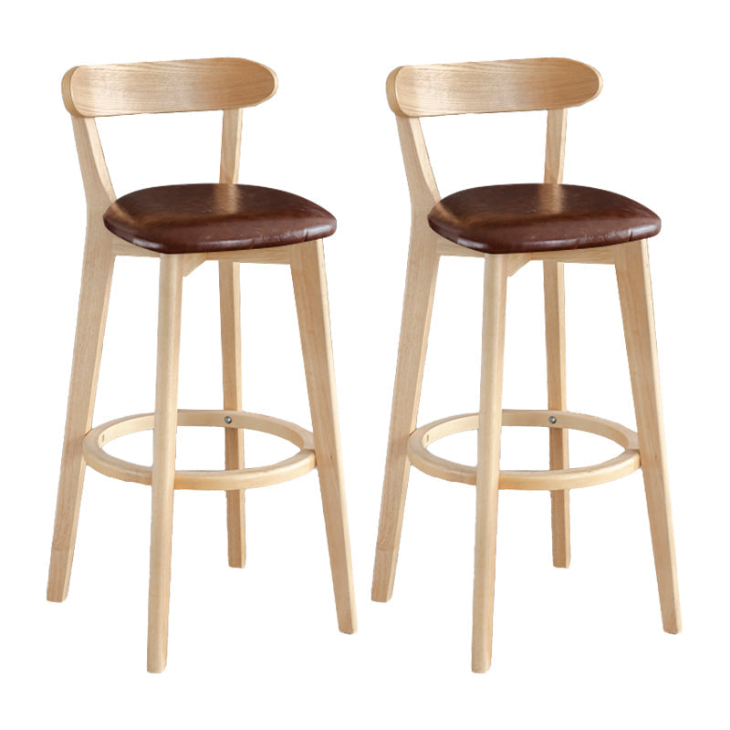 Modern Armless Backrest Counter Stool Wood Milk Tea Shop Bar Stool with Pedal Brown 2 Piece Set Clearhalo 'Bar Furniture' 'Bar Stools' 'bar_stools' 'furn' 'furn_bar_stools' 'furniture_bar_stools' 'Kitchen & Dining Furniture' 'kitchen&dining_furn' 'kitchen' 'kitchen_furn' Furniture' 4482207