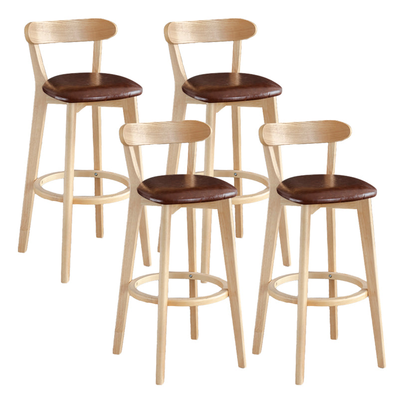 Modern Armless Backrest Counter Stool Wood Milk Tea Shop Bar Stool with Pedal Brown 4 Piece Set Clearhalo 'Bar Furniture' 'Bar Stools' 'bar_stools' 'furn' 'furn_bar_stools' 'furniture_bar_stools' 'Kitchen & Dining Furniture' 'kitchen&dining_furn' 'kitchen' 'kitchen_furn' Furniture' 4482208