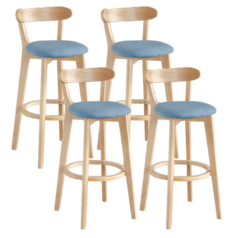 Modern Armless Backrest Counter Stool Wood Milk Tea Shop Bar Stool with Pedal Sky Blue 4 Piece Set Clearhalo 'Bar Furniture' 'Bar Stools' 'bar_stools' 'furn' 'furn_bar_stools' 'furniture_bar_stools' 'Kitchen & Dining Furniture' 'kitchen&dining_furn' 'kitchen' 'kitchen_furn' Furniture' 4482211
