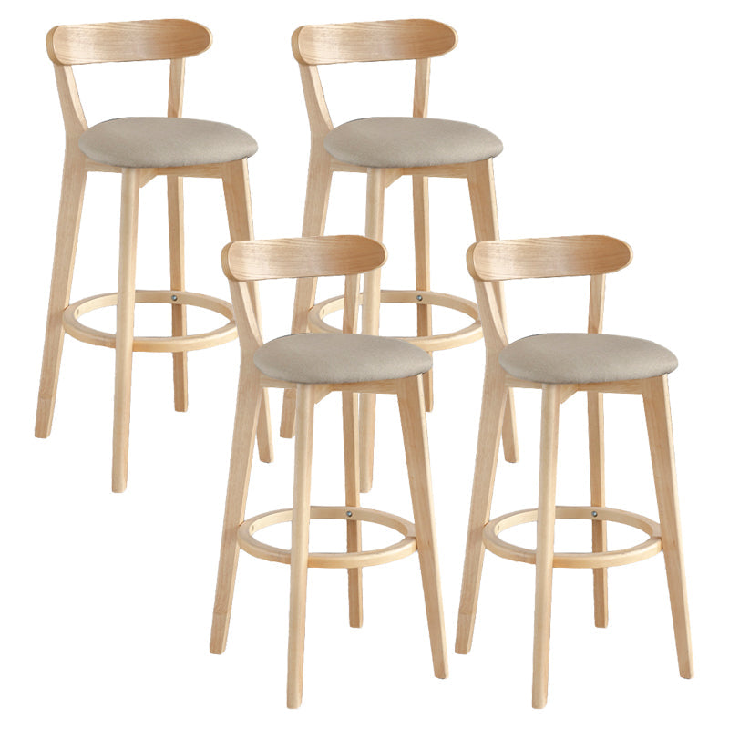 Modern Armless Backrest Counter Stool Wood Milk Tea Shop Bar Stool with Pedal Khaki 4 Piece Set Clearhalo 'Bar Furniture' 'Bar Stools' 'bar_stools' 'furn' 'furn_bar_stools' 'furniture_bar_stools' 'Kitchen & Dining Furniture' 'kitchen&dining_furn' 'kitchen' 'kitchen_furn' Furniture' 4482217
