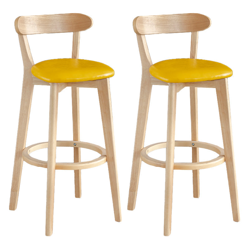 Modern Armless Backrest Counter Stool Wood Milk Tea Shop Bar Stool with Pedal Lemon Yellow 2 Piece Set Clearhalo 'Bar Furniture' 'Bar Stools' 'bar_stools' 'furn' 'furn_bar_stools' 'furniture_bar_stools' 'Kitchen & Dining Furniture' 'kitchen&dining_furn' 'kitchen' 'kitchen_furn' Furniture' 4482219