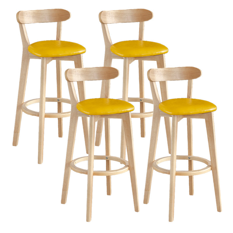 Modern Armless Backrest Counter Stool Wood Milk Tea Shop Bar Stool with Pedal Lemon Yellow 4 Piece Set Clearhalo 'Bar Furniture' 'Bar Stools' 'bar_stools' 'furn' 'furn_bar_stools' 'furniture_bar_stools' 'Kitchen & Dining Furniture' 'kitchen&dining_furn' 'kitchen' 'kitchen_furn' Furniture' 4482220