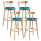 Modern Armless Backrest Counter Stool Wood Milk Tea Shop Bar Stool with Pedal Lake Blue 4 Piece Set Clearhalo 'Bar Furniture' 'Bar Stools' 'bar_stools' 'furn' 'furn_bar_stools' 'furniture_bar_stools' 'Kitchen & Dining Furniture' 'kitchen&dining_furn' 'kitchen' 'kitchen_furn' Furniture' 4482223