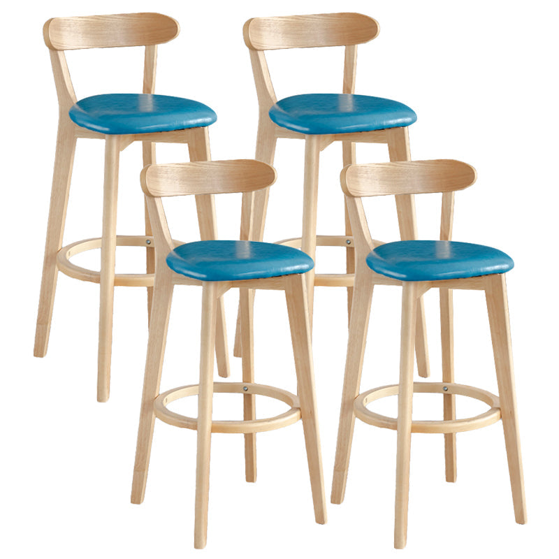 Modern Armless Backrest Counter Stool Wood Milk Tea Shop Bar Stool with Pedal Lake Blue 4 Piece Set Clearhalo 'Bar Furniture' 'Bar Stools' 'bar_stools' 'furn' 'furn_bar_stools' 'furniture_bar_stools' 'Kitchen & Dining Furniture' 'kitchen&dining_furn' 'kitchen' 'kitchen_furn' Furniture' 4482223