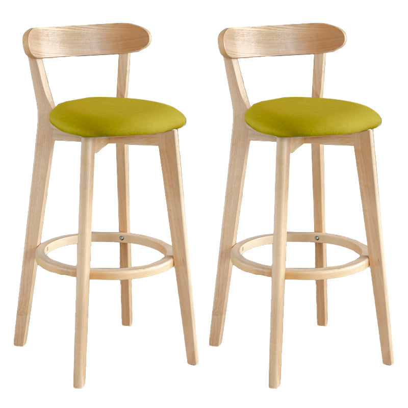Modern Armless Backrest Counter Stool Wood Milk Tea Shop Bar Stool with Pedal Fluorescent Green 2 Piece Set Clearhalo 'Bar Furniture' 'Bar Stools' 'bar_stools' 'furn' 'furn_bar_stools' 'furniture_bar_stools' 'Kitchen & Dining Furniture' 'kitchen&dining_furn' 'kitchen' 'kitchen_furn' Furniture' 4482225