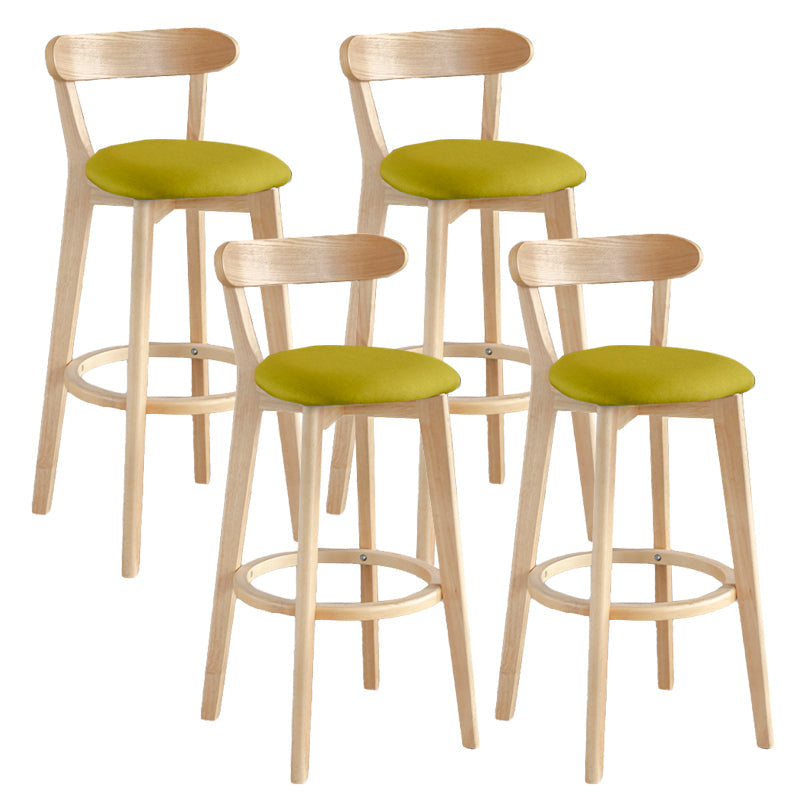 Modern Armless Backrest Counter Stool Wood Milk Tea Shop Bar Stool with Pedal Fluorescent Green 4 Piece Set Clearhalo 'Bar Furniture' 'Bar Stools' 'bar_stools' 'furn' 'furn_bar_stools' 'furniture_bar_stools' 'Kitchen & Dining Furniture' 'kitchen&dining_furn' 'kitchen' 'kitchen_furn' Furniture' 4482226