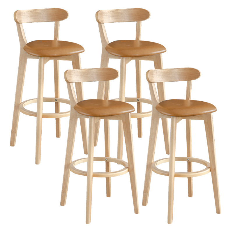 Modern Armless Backrest Counter Stool Wood Milk Tea Shop Bar Stool with Pedal Ginger 4 Piece Set Clearhalo 'Bar Furniture' 'Bar Stools' 'bar_stools' 'furn' 'furn_bar_stools' 'furniture_bar_stools' 'Kitchen & Dining Furniture' 'kitchen&dining_furn' 'kitchen' 'kitchen_furn' Furniture' 4482229