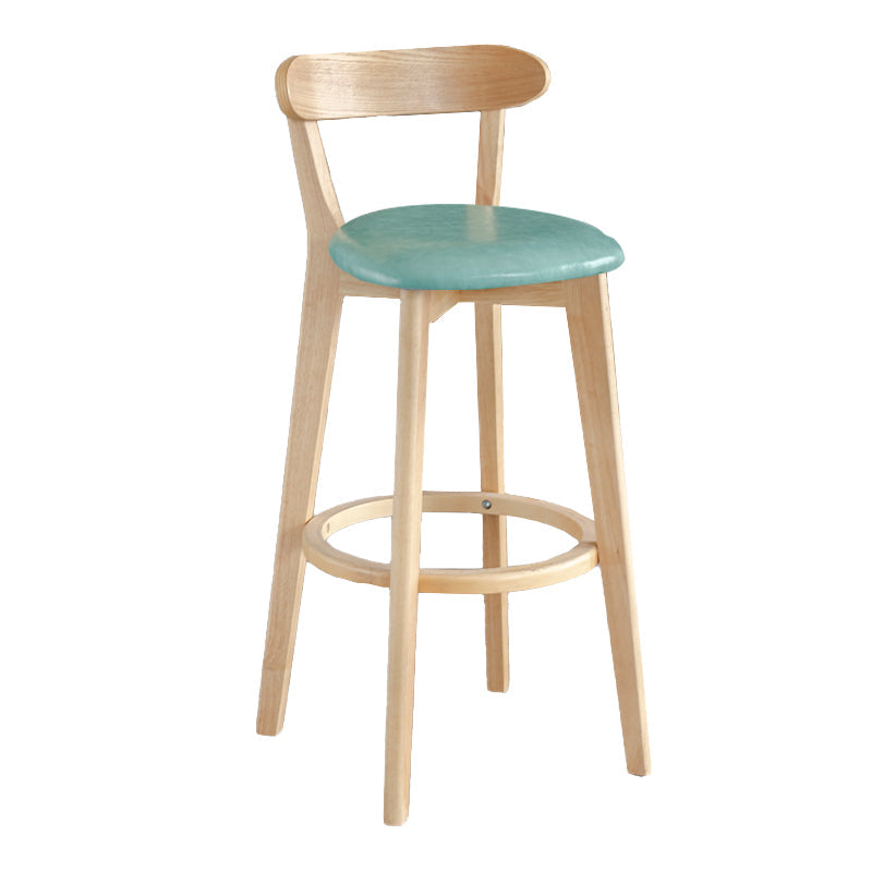 Modern Armless Backrest Counter Stool Wood Milk Tea Shop Bar Stool with Pedal Lake Green 1 Piece Clearhalo 'Bar Furniture' 'Bar Stools' 'bar_stools' 'furn' 'furn_bar_stools' 'furniture_bar_stools' 'Kitchen & Dining Furniture' 'kitchen&dining_furn' 'kitchen' 'kitchen_furn' Furniture' 4482230