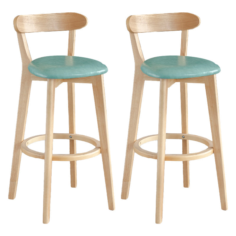 Modern Armless Backrest Counter Stool Wood Milk Tea Shop Bar Stool with Pedal Lake Green 2 Piece Set Clearhalo 'Bar Furniture' 'Bar Stools' 'bar_stools' 'furn' 'furn_bar_stools' 'furniture_bar_stools' 'Kitchen & Dining Furniture' 'kitchen&dining_furn' 'kitchen' 'kitchen_furn' Furniture' 4482231