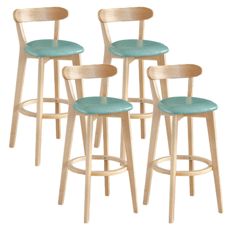 Modern Armless Backrest Counter Stool Wood Milk Tea Shop Bar Stool with Pedal Lake Green 4 Piece Set Clearhalo 'Bar Furniture' 'Bar Stools' 'bar_stools' 'furn' 'furn_bar_stools' 'furniture_bar_stools' 'Kitchen & Dining Furniture' 'kitchen&dining_furn' 'kitchen' 'kitchen_furn' Furniture' 4482232